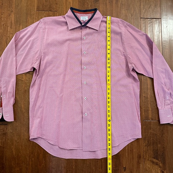 Lorenzo Uomo Red Long Sleeve Button Down Collared Dress Shirt Sz XL - Picture 7 of 9